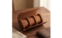 Watch Roll with 3 Slots Leather Textured Organizer Compact for Journeyers