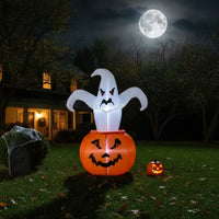 Glowing Ghost Inflatable with Pumpkin Lantern Inflate Inflatable Ghost with Pumpkin LED-Lit Halloween Decoration with Light Festive for Porch