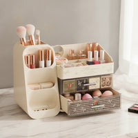 Makeup Organizer with Drawers Space-Saving Vanity Organizer with Drawers Easy to Clean Desktop Cosmetic Storage for Washroom