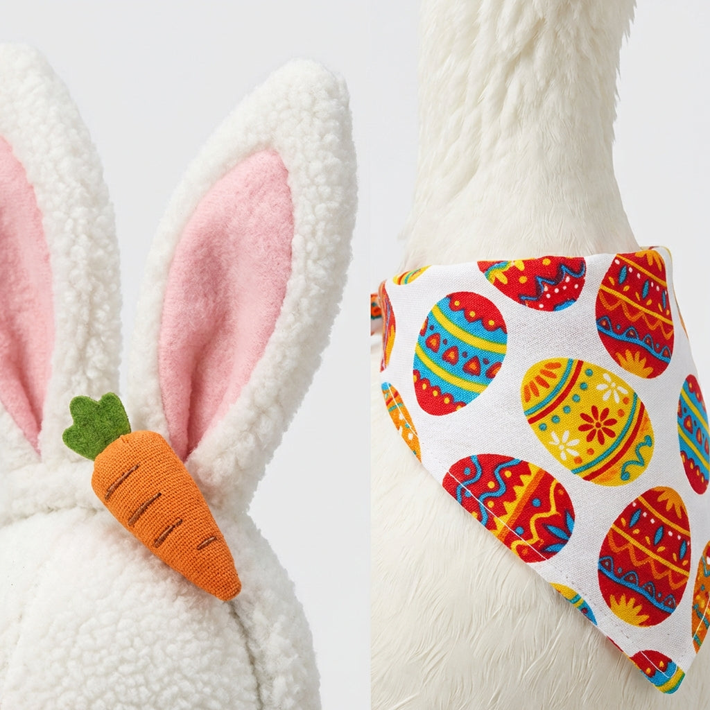 Easter Bunny Porch Goose Outfits for 23/17 Inch, Easter Goose Costume Festive Design Outfit Colorful Egg Pattern Outdoor Decoration for Holiday Decorators, Homeowners, Yard, Patio