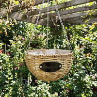Plant Pots for Indoor Plants in a Round Hanging Basket, Hand-Woven Wicker Basket with Hanging Chain, Rustic Style Hanging Planters, 1 Pack Single