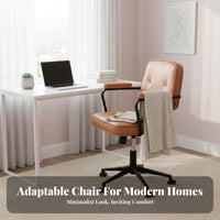 Ergonomic rearrest Shell rear rotating Chair effortlessRolling Casters Vanity Stool Padded pad Indoor Seating Minimalist Design for Students, Young Adults, Home Office Workers, Bedroom, Study Room