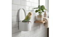 Compact Wall-Mounted Bird Perch Feeder Holder Toilet-Shaped Bird Feeder for Parrots, Small Birds