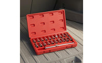 21 Pieces 3/8-Inch Drive Oil Pan Drain Plug Set Square Hex Star Drive Triangle Bits Drain Plug Socket Set