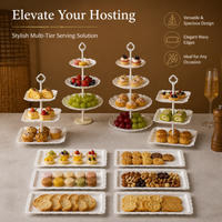 Tiered Cake Stand, Serving Stand with Platters, High Tea Stand, Pre-Assembled Resin for Dessert Display, White