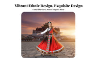 Tibetan Dance Dress Breathable Material Chinese Ethnic Dance Costume Mongolian Performance Gown Handmade Accessories