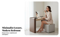 Light Luxury aesthetic Vanity Set with Lighted Mirror and Stool Minimalist Design Dressing Table Storage Drawers Makeup Desk for Women, Adults, Homeowners, Apartment, Home, Walk-in Closet