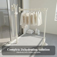 Suction Cup Clothes Rack Drill Floor Standing Laundry Hanger Foldable Telescopic Dehumidifying Pole for Apartment Dwellers, Renters, Balcony, Indoor