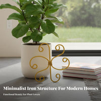 Lotus Shape Plant Holder Decorative Stalk Support Spiral Design Plant Trellis Gold Iron Grapple Holder for Potted Plants, Office