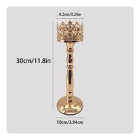 Stable Base Crown Shaped Candle Holder Metal Pedestal Candlestick Vintage Design Candle Stand for Wedding, Party, Photoshoot Prop