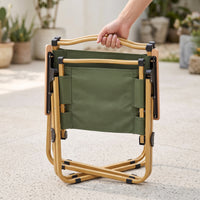 Portable Ultralight Aluminum Alloy Folding Camping Chair with Wooden Armrests