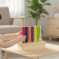 Child-Led Wooden Peg Board with Beads Fine Motor Wooden Peg Board Bead Game Hand-Eye Coordination Educational for Toddlers, Preschoolers, Preschool, Homeschool, Playroom