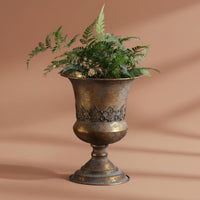 Vintage Goblet Vase Metalwork Ornate Pedestal Planter Stable Foundation Home Decoration for Living Room