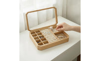 Wooden Jewelry Box with Compartments Divided Wooden Jewelry Box Desktop for Dresser
