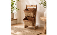 Storage Rack with Baskets Vertical Two-Tier Storage Rack Freestanding Floor-Standing Organizer for Kitchen