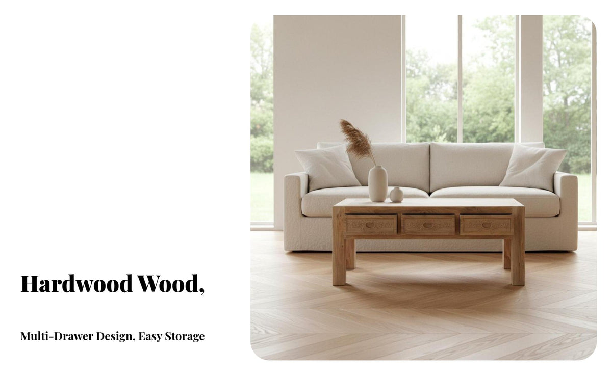 Unfinished sturdy Wood Coffee Table Rectangular Shape Living Room Furniture Antique design & aesthetic low-height serve as DIY Decorators, Lounge Area, Home Study