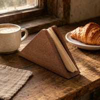 Warm Brown Desktop Tissue Dispenser Rounded Edges Wood Tissue Holder Accessible Slot Wooden Napkin Holder