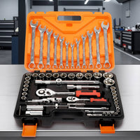 Portable Mechanics Tool Set Compact Socket and Ratchet Set Long-Lasting Bit Driver Comfortable for DIYers