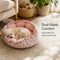 Thickened Reversible Pet Bed for Cats and Small Dogs, Warm Pumpkin-Shaped Cushion, All Seasons