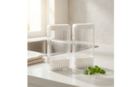 2 Pieces Produce Preserver Keeper Ventilated Greens Keeper Upright Storage Box with Slotted Lid for Home Cooks, Fridge Organization