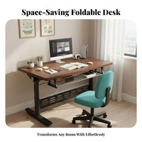 Foldable Design Height-Adjustable Rolling Desk Space Saving Adjustable Rolling Desk Multi-Functional Computer Table Rounded Corners for telecommuting Workers, Apartment Dwellers, Study Room, Small areas, Bedroom, Couchside