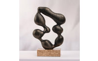 Resin Sculpture with Marble Base Artistic Abstract Sculpture Sculptural Decorative Object with Loop Detail for Bookshelf