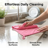 Microfiber Cleaning Towel with Hanging Hook, Reusable Absorbent Cloths for Kitchen Scratch, 30 x 30 cm