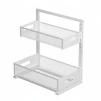 Pull-out Cabinet Organizer Versatile Adjustable Rack Large Capacity 2-Tier Sliding Basket Organizer for Kitchen, Pantry, Lavatory