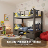 Adjustable Height Bunk Bed Space Saving Metal Bunk Bed Stable and Secure Bedroom Furniture for Students, Teenagers, Dormitory, Dorm Room, Apartment