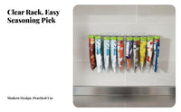 Hanging Packet Clip Rack No-Tool Installation Adhesive Seasoning Holder Wall or Cabinet Mount Kitchen Organizer for Renters, Students, Small Areas