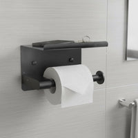 Wall Mount Toilet Paper Holder with Shelf Punch Installation Lavatory Tissue Holder with Phone Shelf Anti-Rust Stainless Steel Toilet Roll Rack