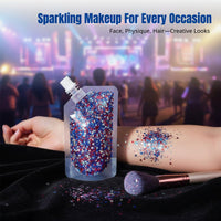 Glow Gel, Party Makeup for Face, Skin, Hair, Densely Packed Sequins, Easy Application