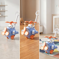 Airplane Toy with Push Handle Molded Airplane Stroller Push Along Toy Anti-Slip Smooth for Children, Indoor