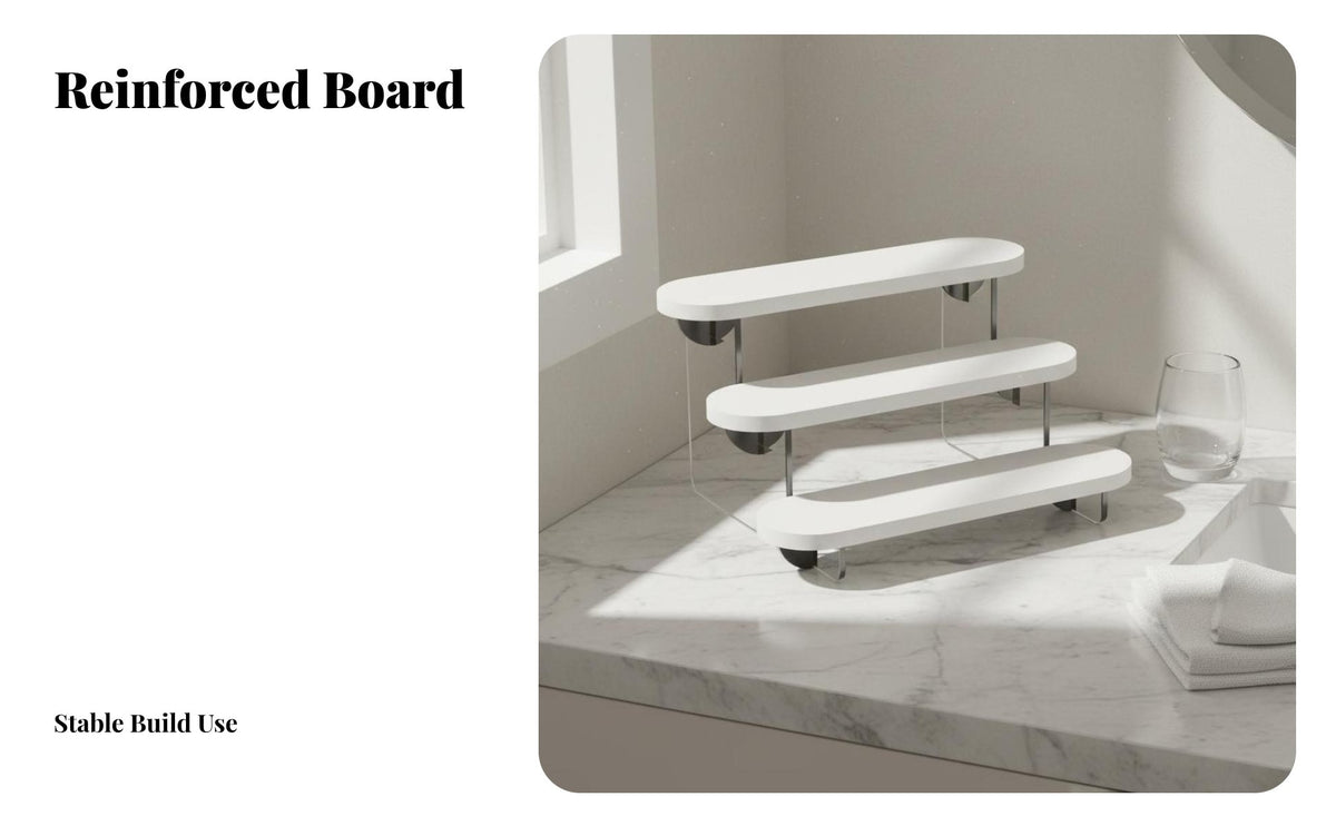 Tiered Cosmetic Organizer Space-Saving Perfume Display Stand Stepped Vanity Shelf Modern Design Multi-Level Perfume Rack