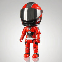 Motorcycle Helmet Action Figure with Movable Joints Mixed-Material Motorcycle Motorcyclist Figure Racer Model Articulated