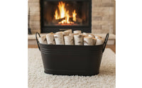 Metal Firewood Bucket with Handles Tapered Firewood Bucket with Handles Large Oval Tub for Garden, Patio