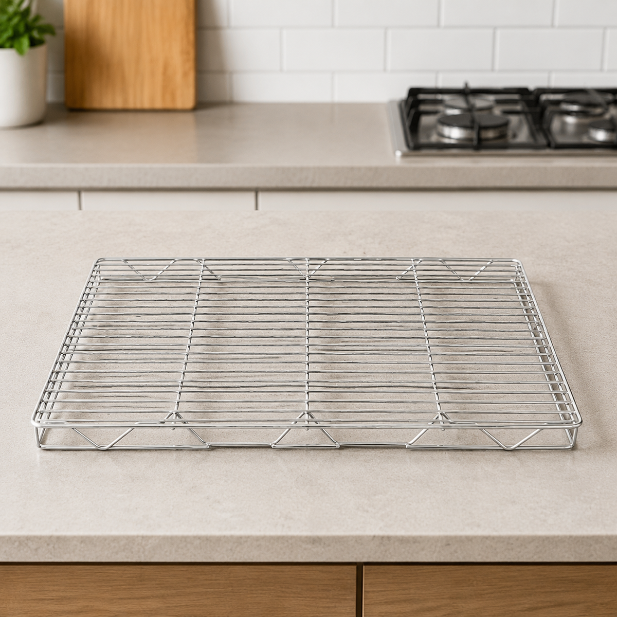 Stainless Steel Cake Cooling Rack, Grid Rack with 1.5cm Feet, Rectangular Cooling Rack for Baking, Roasting, Cooling, Polished
