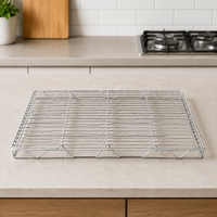 Stainless Steel Cake Cooling Rack, Grid Rack with 1.5cm Feet, Rectangular Cooling Rack for Baking, Roasting, Cooling, Polished