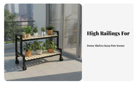 Multi-Tier Plant Stand With Wheels Multi-Tier Flower Shelf Lockable Casters Rolling Plant Stand for Gardeners, Balcony, Living Room, Indoor