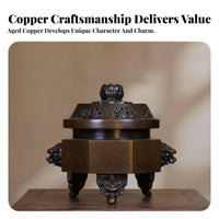 Bronze-Brown Faceted Structure & Residence Decor Lid Incense Burner