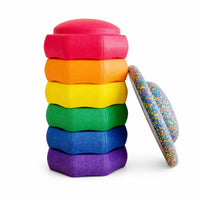 7 Pieces Stepping Stones with Balance Board Foam Balance Stepping Toy Coordination Toy Non-Slip Active for Children