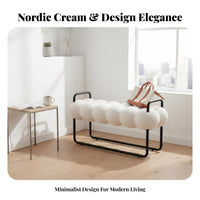 Nordic design & aesthetic cumulusShaped Ottoman Light Luxury Upholstered Bench Modern Design accent piece Stool Minimalist artistic for Apartment Dwellers, Interior Designers, Entryway, Living Room, Bedroom, Cloakroom