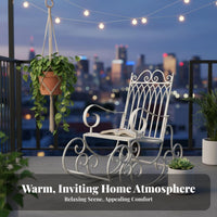 Retro Design Wrought Iron rocking seat long-durableing Rocking Chair Rust-Resistant Outdoor Furniture sturdy Duty for Seniors, Homeowners, Gardeners, Balcony, Garden, Patio, rearyard