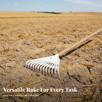 Wooden Handle Rake Versatile Head Rake Strong & Flexible Tines for Farm