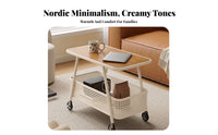 Mobile Design 2-Tier Rolling End Table Multi-Functional 2-Tier Rolling wagon adjustable Serving Trolley Space-Saving for homeowners, Apartment Dwellers, Office Workers, Living Room, Bedroom, Small areas, Reception Area