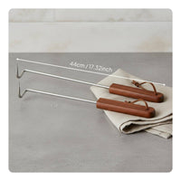 BBQ Meat Hook Hanging Loop Grill Turning Tool Wood Handle Meat Turner for Barbecue Experts, Outdoor