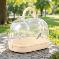 Budgie Travel Cage, Portable Budgie Cage with Handle & Shoulder Strap, 28x22x25cm Polymer Pet Carrier for Small Birds