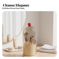 particleprotective Cover Rotating Brush Canister with Lid Compartmented Design Rotating Brush Holder with Lid Space Saving Makeup Organizer Large Capacity for cosmetic aficionados, Women, Dressing Table, vanity table, Desktop, Bathroom Counter