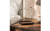 Jewelry Stand Tabletop Jewelry Organizer with Tray Desktop Necklace Holder with Wood Base for Vanity, Bedside Table