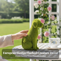 Verdant Canine Topiary Indoor & Outdoor Use Flocked Dog Figurine Weather Resistant Flocked Animal Figurine for Pet Lovers, Homeowners, Balcony, Lawn
